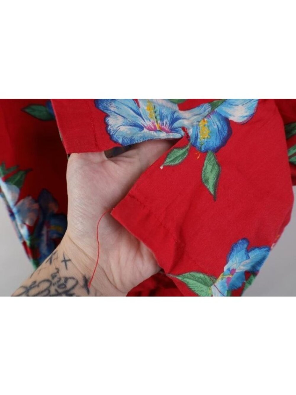 Vtg 70s 80s Streetwear Mens Medium Rayon Gabardine Flower Hawaiian Button Shirt - Picture 7 of 13